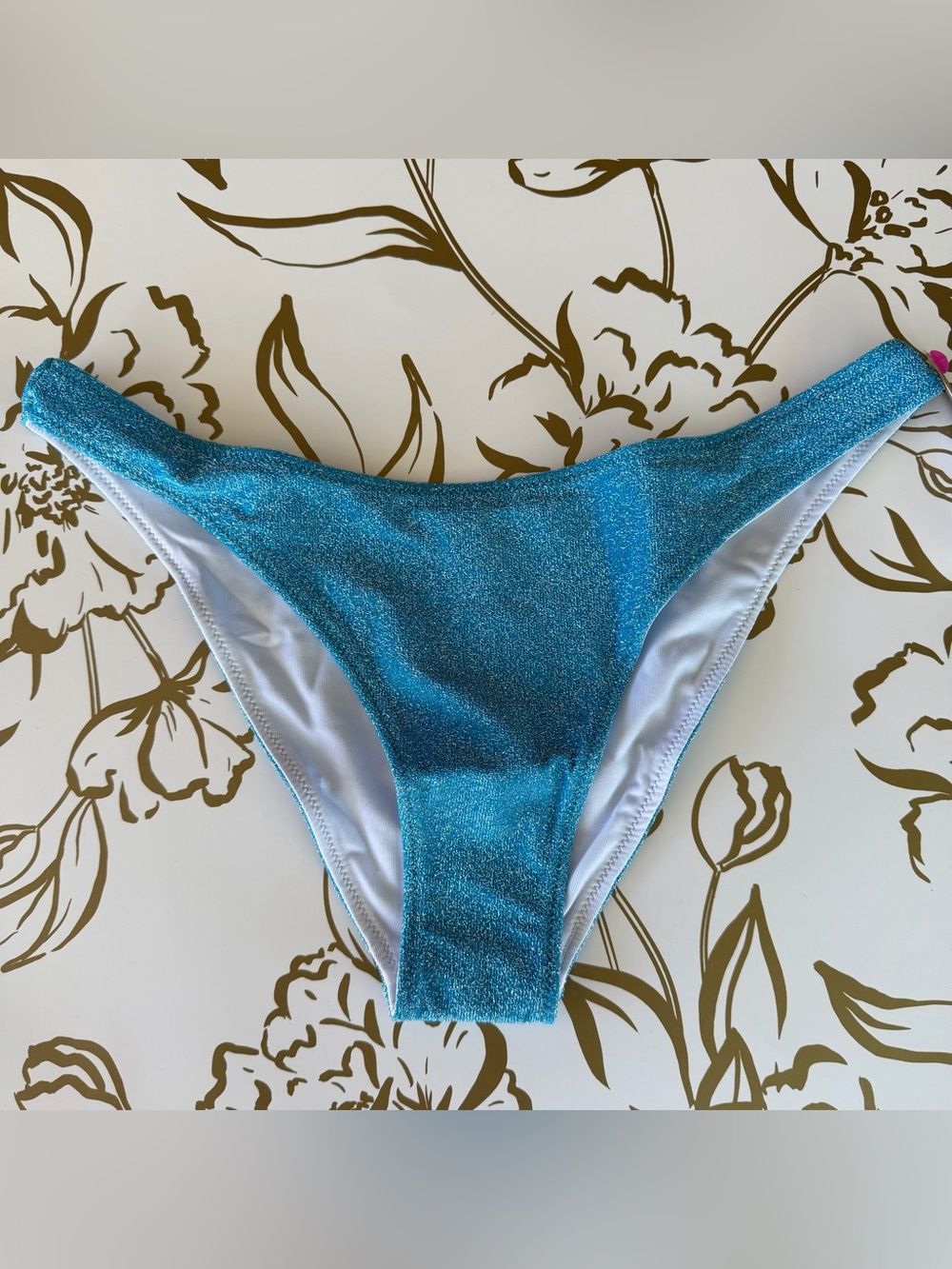 PINK Victoria's Secret Sparkling Teal Knit Bikini Bottom